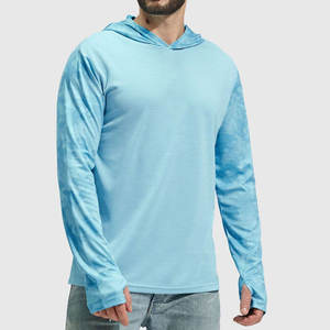 <b>Men</b> Long Sleeve UV Sun Protection Outdoor Hooded Shirt Hiking Athletic Active Hoodie with Thumb Holes - Product Image 1