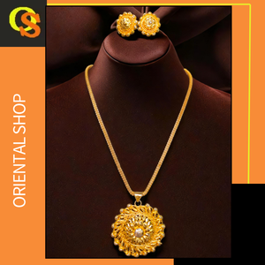 Ensemble de boucles d'oreilles collier de qualité super exportation avec collier plaqué or 22Ct ensemble de boucles d'oreilles collier de qualité supérieure pour les femmes porter des bijoux - Product Image 2