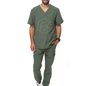 ชุดสครับออกแบบด้วยผ้าแคนวาสฝ้ายที่ทนทาน น้ำหนักเบา แห้งเร็ว เป็นมิตรกับสิ่งแวดล้อม สวมใส่สบาย เหมาะสำหรับใช้ในโรงพยาบาล - Product Image 1