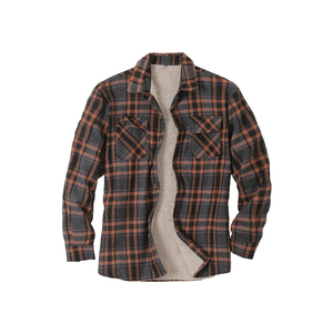 Chemises pour hommes en flanelle de coton à carreaux surdimensionnés lavés à l'acide minéral - Product Image 1