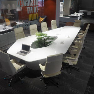 Mesa de Conferencia Moderna para Oficina, Melamina E1, Rectangular, 8 Personas, Muebles de MDF, Panel de Madera, Patas de Aluminio, Marca ML, Garantía de 3 Años - Product Image 5
