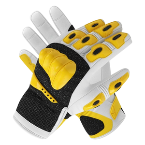 Service OEM Gants de moto en cuir blanc et jaune à doigts entiers Protection des bouts des doigts Glissière de protection de la paume Conduite hivernale Sports - Product Image 1
