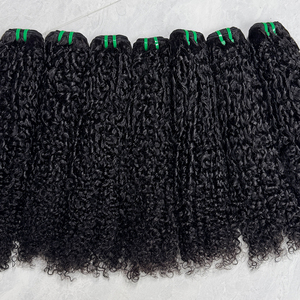 Pixie Curly Virgin Vietnamese Human Hair Bundles Natural Black Short Tight Curls Double Weft Full Ends Extensions <b>Sew</b> Wig Making - Product Image 6