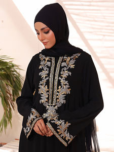 Vestido Abaya transpirable cómodo de alta calidad para mujeres musulmanas bordado personalizado impresión estilo paquistaní OEM disponible - Product Image 3