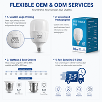 Ampoule LED T60 à colonne rayée haute puissance 10W, forme T, E27 B22 AC85-265V, économie d'énergie, protection des yeux, pour chambre, balcon, véranda