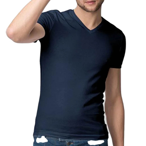 Camiseta informal de verano de algodón con cuello en V para hombre, camisetas de talla grande ajustadas con estampado sólido Unisex, camisetas lisas de diseño sólido para hombre - Product Image 1