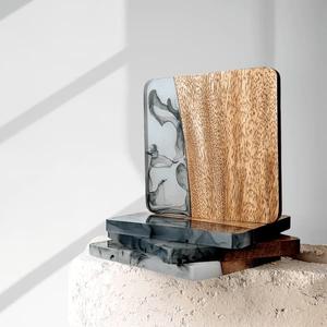 Posavasos de Resina de Nogal Negro, Portavasos Redondo de Madera Maciza, Tapete para Té con Característica Resistente al Calor, Tapete y Almohadillas de Resina Epoxi - Product Image 4