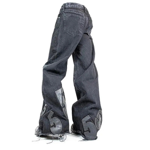 กางเกงยีนส์ทรงสกินนี่สำหรับผู้ชาย, สินค้ามาใหม่กางเกงยีนส์ขายาวผ้ายืดลำลองทรงสลิมฟิตเอวกลางทรงตรงโลโก้ - Product Image 1