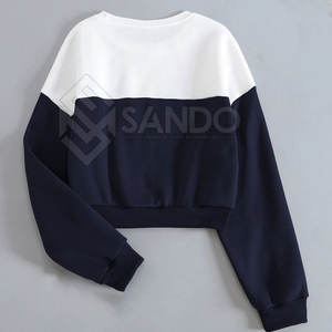 Sudadera corta informal de alta calidad para mujer, nuevo diseño elegante con logotipo frontal para invierno, precio al por mayor - Product Image 2