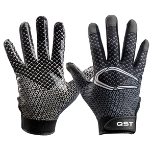 Gants de sport avec logo personnalisé Nouveau récepteur de paume en silicone antidérapant Fermeture au poignet Jeunes Adultes Football américain QST INTERNATIONAL - Product Image 1