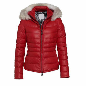 <b>Top</b>-grade Dyed Breathable Woven Sheep Leather Puffer Jacket <b>with</b> <b>Fur</b> Collar Eco-Friendly Waterproof Reversible for Urban Use - Product Image 1