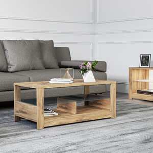 Luxury Aydos Elegant Rug Style Design Modern Coffee <b>Table</b> with <b>Glass</b> <b>Shelf</b> for Contemporary Home Dining Spaces Made of Wood - Product Image 3