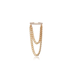 Chain Design CZ Stone Shape <b>Cartilage</b> Earrings Turkish Wholesale 925 Sterling Silver Jewelry - Product Image 2
