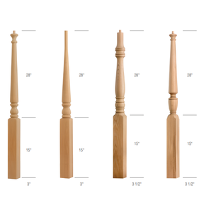 Postes Newel de madera maciza elegantes de alta calidad, muebles de escalera tradicionales para decoración clásica del hogar, piezas de escaleras interiores - Product Image 4