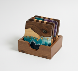 AZ ENTERPRISES AZE-01 Sous-verres en résine de bois naturel |   Sous-verres durables en bois et résine époxy, finition polie | - Product Image 1