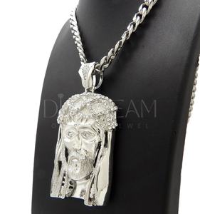 Colgante de cara de diamante de moissanita de moda, cadena cubana de Plata de Ley 925 para regalo de compromiso de boda, collar de estilo Hip Hop - Product Image 5