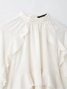 2025เสื้อเบลาส์พับจีบกระเพื่อมสำหรับผู้หญิงเสื้อเชิ้ตแขนยาวผ้าฝ้ายหรูหราสำหรับฤดูใบไม้ผลิ - Product Image 4