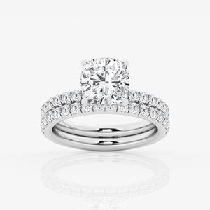 <b>Cushion</b> Cut Diamond Bridal Set <b>Ring</b> For Women - Product Image 1