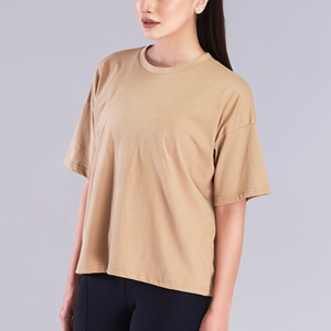 High Street à la mode femmes surdimensionné goutte épaule coupe ample col rond en gros personnalisé Street Style femmes T-Shirts t-shirts - Product Image 3