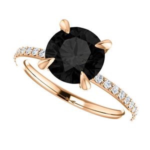 Anillo de Diamantes Negros y Blancos con Corte Redondo y Engaste de Puntas para Mujer - Product Image 5