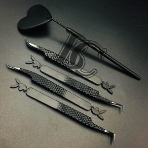 Top Sale Sustainable Stainless Steel Gold-Plated Pocket Eyelash Extension <b>Mirrors</b> Black Color Beautiful Lash Custom Logo - Product Image 1