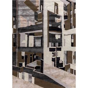 Linear Grey Black <b>Hand</b> <b>Tufted</b> Wool Viscose <b>Rug</b> Tra-13981 for Home Use-Abstract Living Room Carpet Striped Rectangle Hallway 10mm - Product Image 1