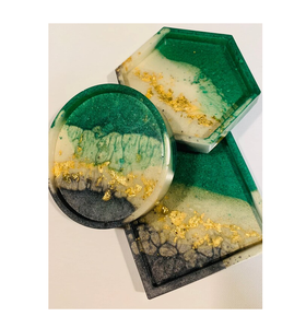 Epoxy Resin Non-slip Table <b>Coaster</b> Set Heat Resistant <b>Glass</b> Pads Kitchen Accessories Coffee Table Decoration <b>Coaster</b> - Product Image 6