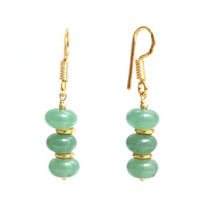 Handmade Green Aventurine Birthstone Dangle <b>Earrings</b> Gold Spacer Beads & Findings Gold Plated Hook Fashion Drop <b>Earrings</b> - Product Image 1