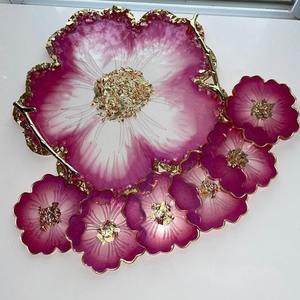 Contemporary Resin <b>Serving</b> Tray <b>Set</b> with Coasters, Premium Handmade Food & <b>Beverage</b> Tray for Stylish Homes - Product Image 1