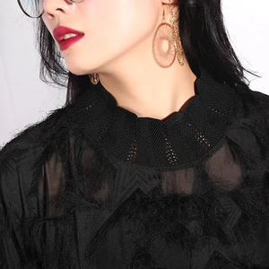 Robe Yuko à manches longues en viscose, taille naturelle, motif floral uni, décontractée, durable, translucide, pour le jour, automne, hiver, printemps - Product Image 2