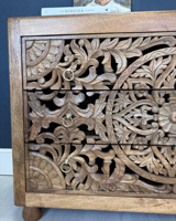 Commode à 3 tiroirs en manguier floral