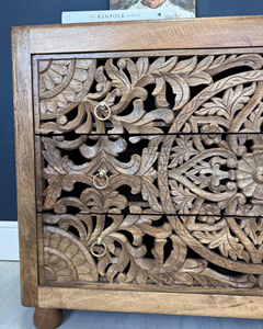 Cajonera de 3 cajones de madera de mango floral - Product Image 3