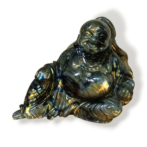 Labradorite Laughing Buddha Gemstone Crystal Carving Art Decor Semi precious stone gift decor Healing crystal - Product Image 2