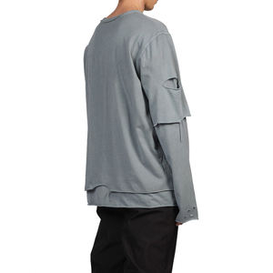 เสื้อยืดแขนยาวสองชั้นทรงหลวมแบบดรอปโชลเดอร์สำหรับผู้ชาย ผ้าฝ้าย 100% คุณภาพสูง เป็นมิตรกับสิ่งแวดล้อม น้ำหนัก 350 กรัม - Product Image 4