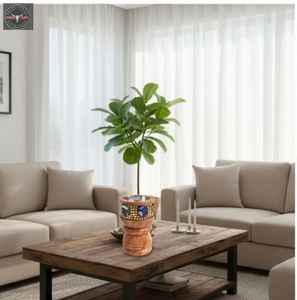 Brûleur Bakhoor religieux en bois d'acacia fait à la main avec laiton et incrustation de résine violette porte-encens décoratif pour la décoration intérieure - Product Image 1