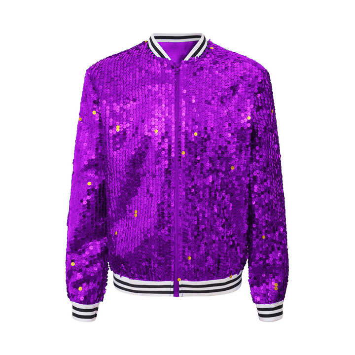 Women's Rainbow Sequin Jackets Colourful Glitter Blazer Sparkly Tops Shiny Club Wear Sparkle Suit Coat Bomber Jacket Dancing