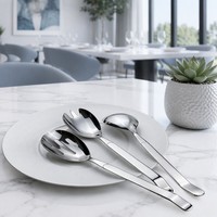 Lot de cuillères de service en acier inoxydable poli miroir, ajourées et pleines, pour hôtels, restaurants et banquets