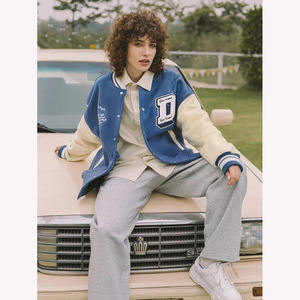 OEM Custom High Quality Wool Body Varsity Jacket Vintage Letterman Winter <b>Coat</b> Stand Collar Hood Latest Designs Canvas Fabric - Product Image 6