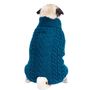 Teal Cable Knit <b>Dog</b> Sweater Soft Warm Pet Pullover Cozy Winter Knitwear for Small Medium <b>Dogs</b> Stylish Color Comfort Wear - Product Image 2