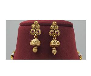 Stunning Premium Quality Matte <b>Gold</b> Finish Traditional Look Necklace <b>Set</b> With <b>Earrings</b> for Wedding Wear Collection For Women - Product Image 3