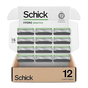 Recambios de maquinilla de afeitar Schick Hydro Sensitive para hombre, 12 unidades