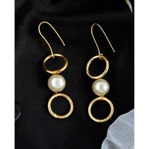 Stylish Gold Plated <b>Earrings</b> with Pearl Beads Elegant Design for Women Suitable for Parties Weddings and Daily Use - Product Image 3