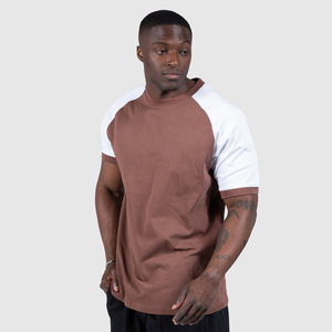 T-shirt Homme Coupe Slim Style Urbain à Motif Uni en Coton Épais Col Épais Manches Raglan Respirant Écologique - Product Image 3