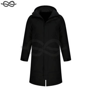 Chaqueta acolchada larga Abrigo acolchado con capucha cálido de invierno con bolsillos Abrigo acolchado térmico con cremallera de color sólido para clima frío - Product Image 5