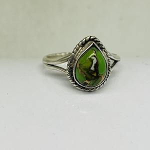แหวนเทอร์ควอยซ์สีเขียว925แหวนเงินสเตอร์ลิงทำด้วยมือแหวนดีไซน์เนอร์แหวนโบฮีเมียนแหวนแต่งงานสำหรับเธอ - Product Image 3