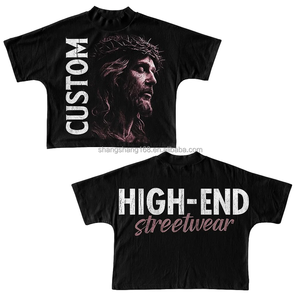 T-shirt unisexe personnalisé en coton 100% avec impression DTG, streetwear, graphique, coupe ample, poids lourd, lavage à l'acide, double couche - Product Image 5