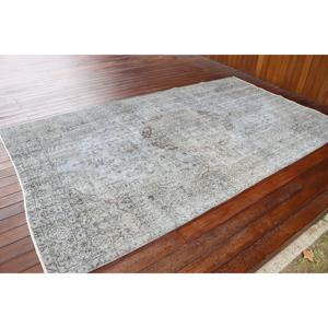 Grand tapis vintage, tapis turc de 5,2 x 8,9 pieds, tapis en laine gris ombré - Product Image 2