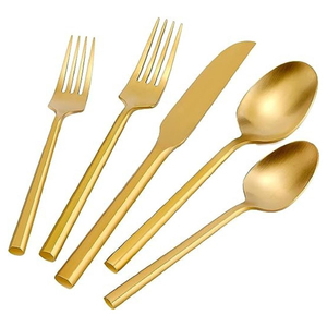 White Handle Stainless Steel Gold Plated <b>Spoon</b> <b>Fork</b> and <b>Knife</b> Cutlery <b>Set</b> Heavy Duty Flatware <b>Sets</b> for Hotels Restaurants - Product Image 3
