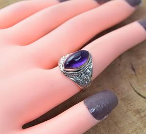 925 plata esterlina sólida clásico mejor diseño anillo amatista piedra preciosa hecha a mano 925 Plata estampada joyería de plata de moda - Product Image 3