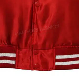 Wholesale Men's Premium Quality <b>Baseball</b> <b>Jacket</b> Stylish Comfortable Durable Satin <b>Bomber</b> Stand Collar Customizable High Street - Product Image 5